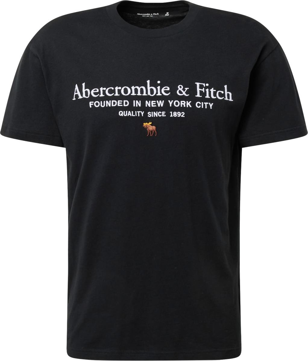 Abercrombie & Fitch Tričko hnědá / černá / bílá