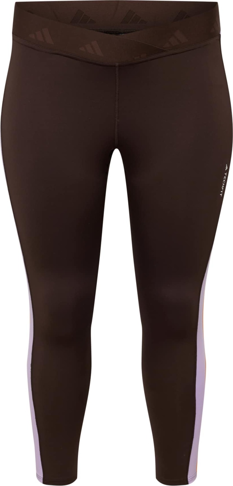 ADIDAS PERFORMANCE Sportovní kalhoty tmavě hnědá / pastelová fialová / oranžová