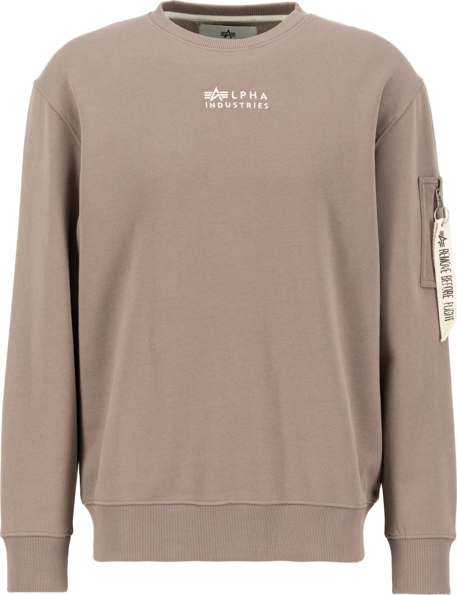 ALPHA INDUSTRIES Mikina světle hnědá / bílá