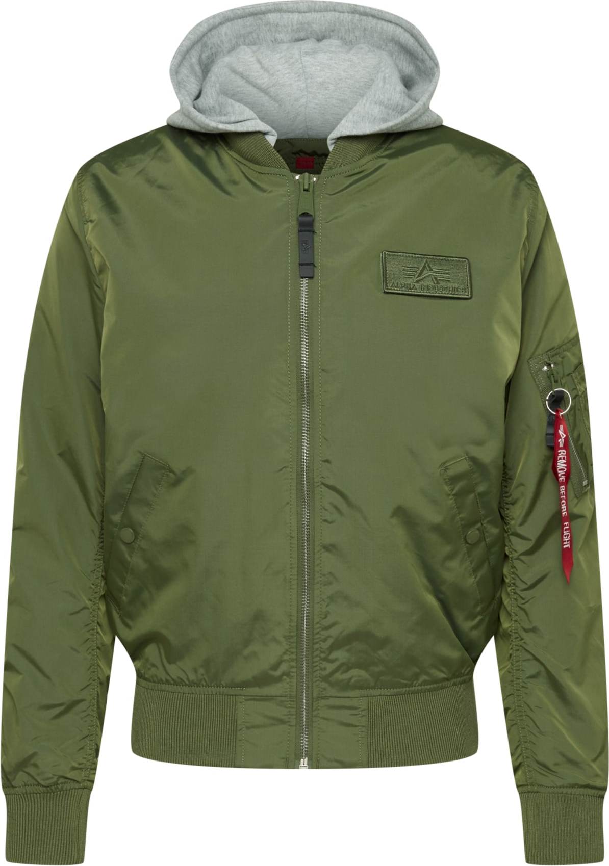 ALPHA INDUSTRIES Přechodná bunda šedý melír / olivová / červená / bílá
