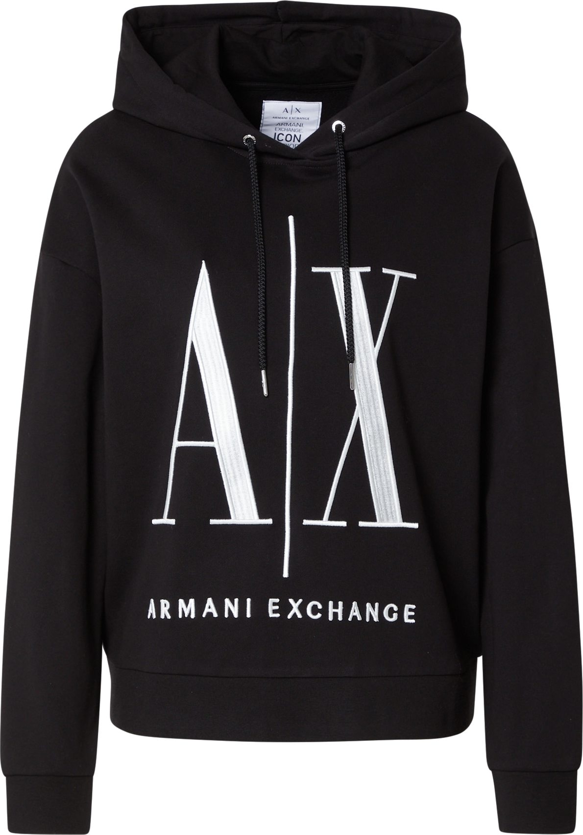 ARMANI EXCHANGE Mikina 'FELPA' černá / bílá