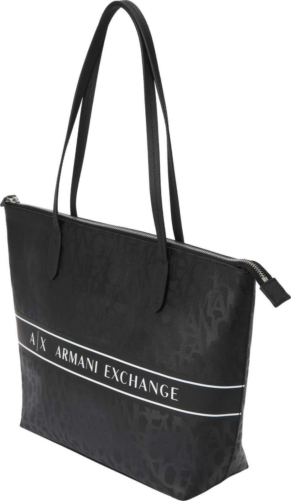 ARMANI EXCHANGE Nákupní taška černá / bílá