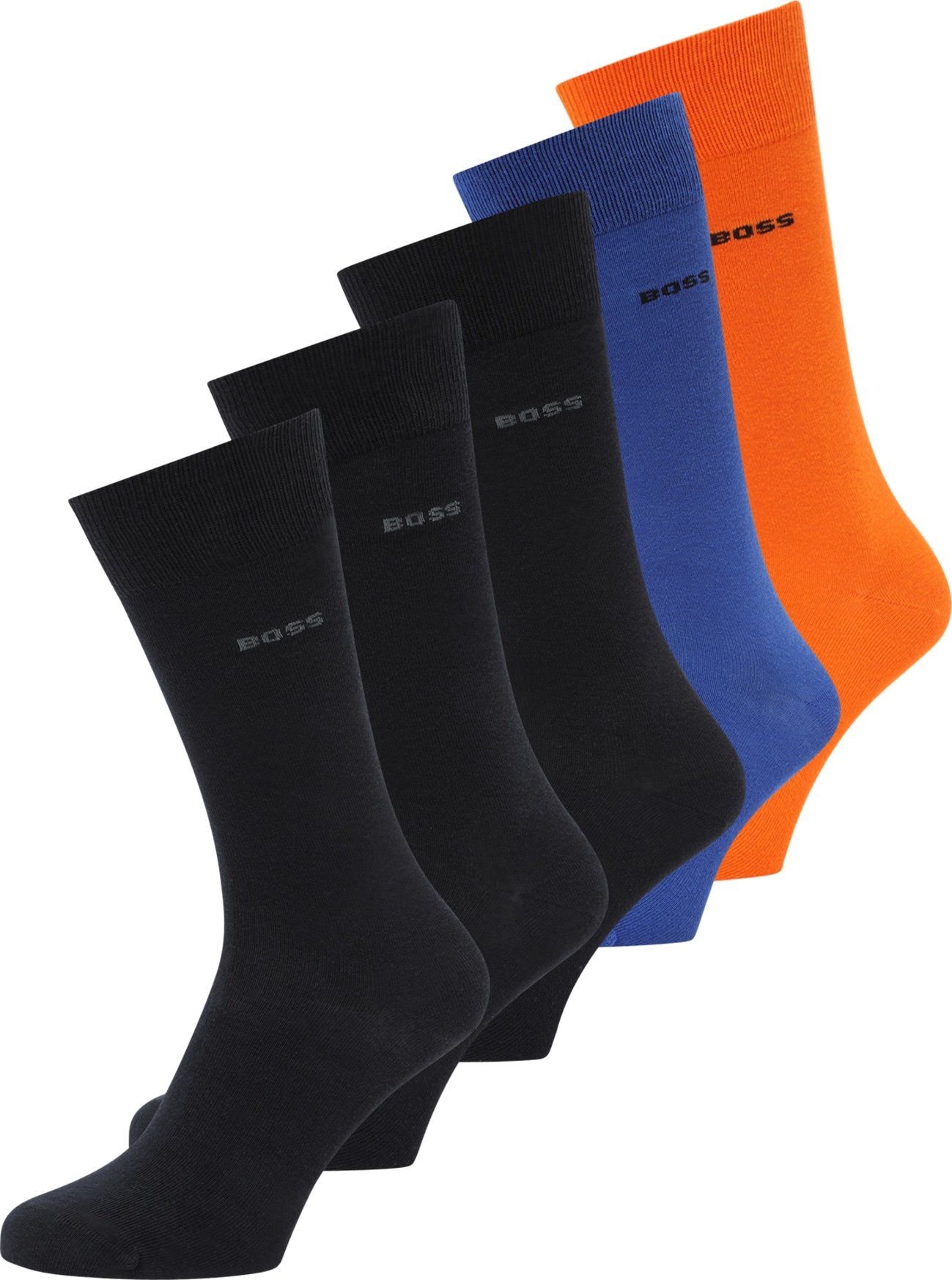BOSS Black Ponožky indigo / šedá / tmavě oranžová / černá