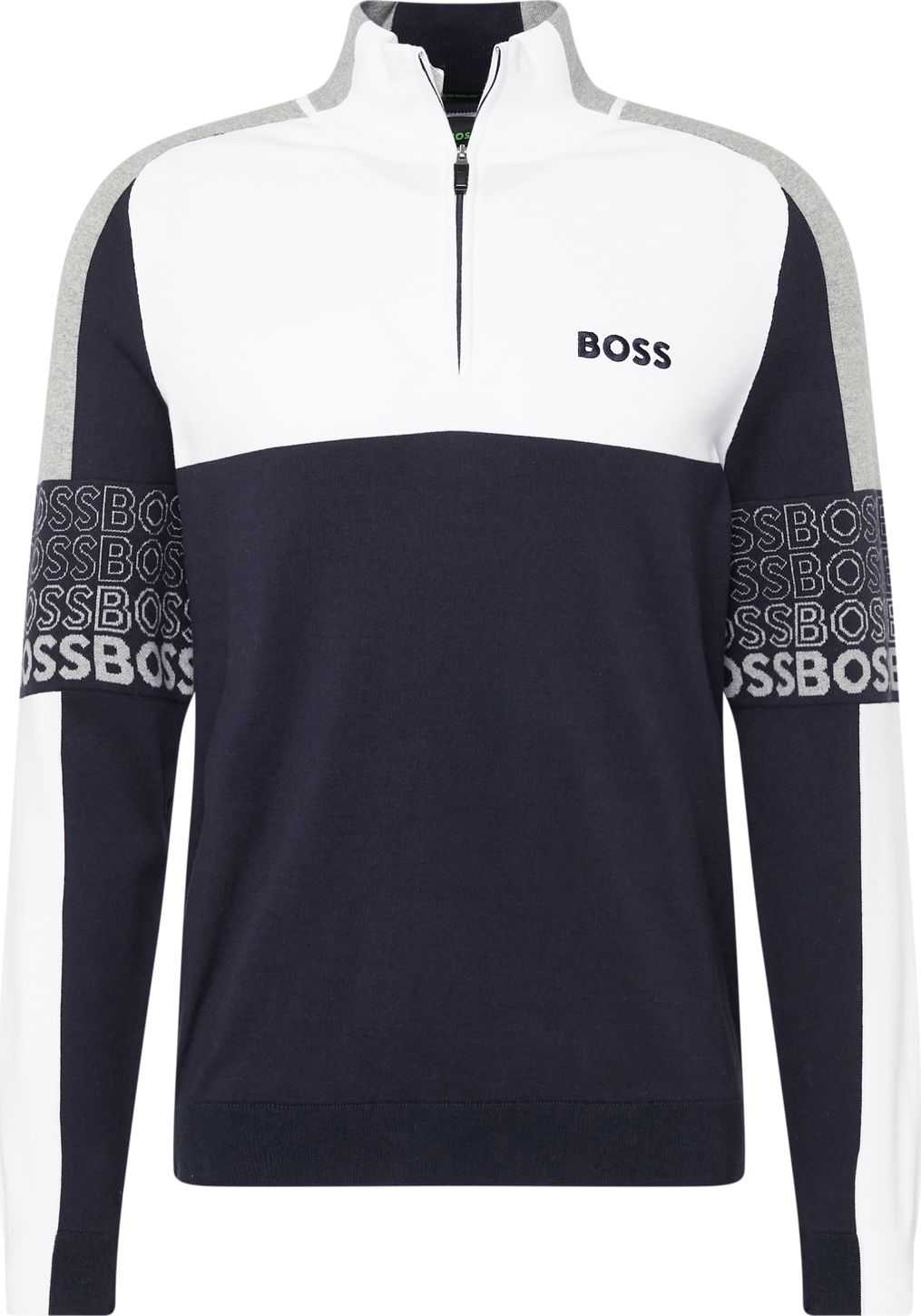BOSS Green Svetr 'Zolko' tmavě modrá / světle šedá / offwhite