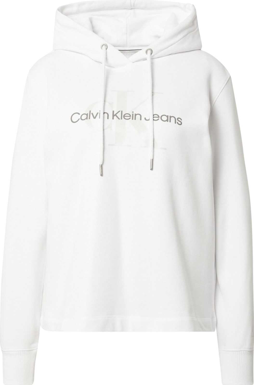 Calvin Klein Jeans Mikina šedá / bílá