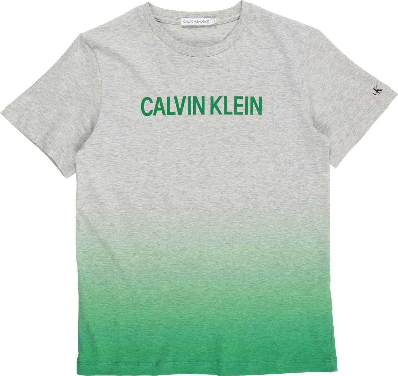 Calvin Klein Jeans Tričko šedý melír / zelená