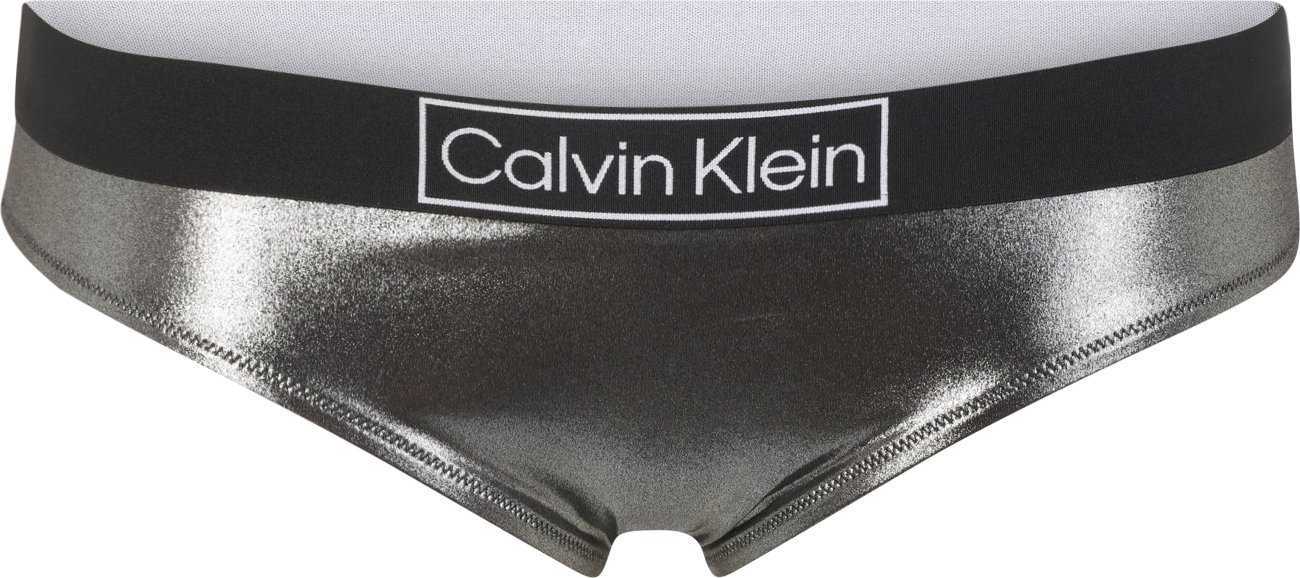 Calvin Klein Swimwear Plus Spodní díl plavek stříbrně šedá / černá / bílá