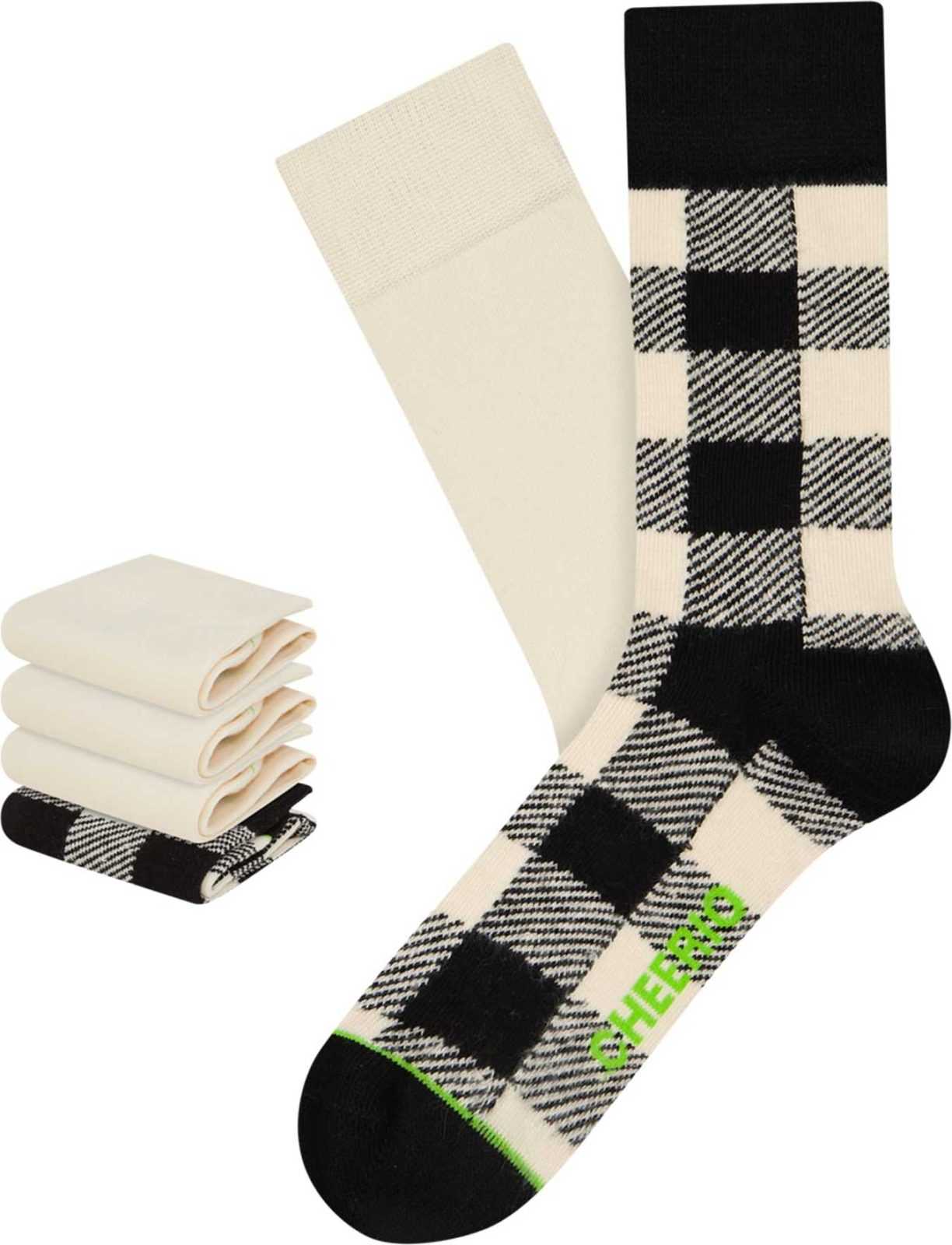 CHEERIO* Ponožky 'Jackcheck' zelená / černá / bílá