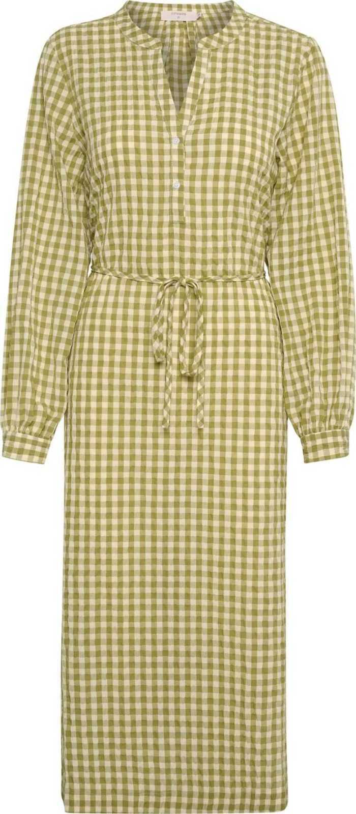 Cream Košilové šaty 'Vaska' krémová / světle zelená