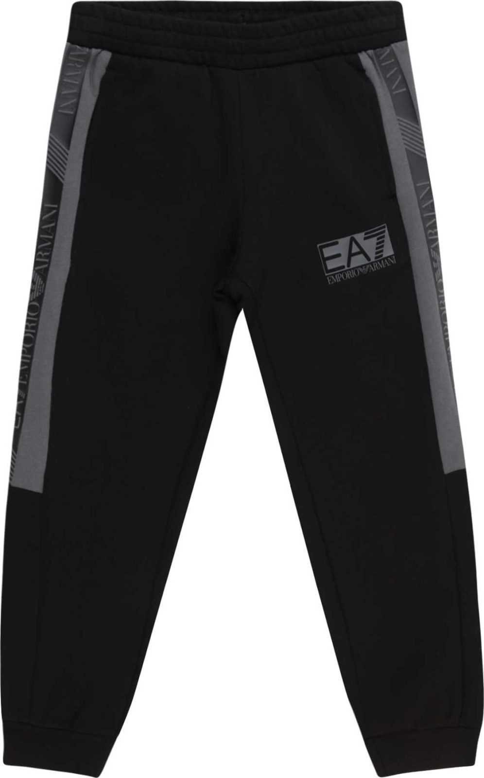 EA7 Emporio Armani Kalhoty šedá / černá