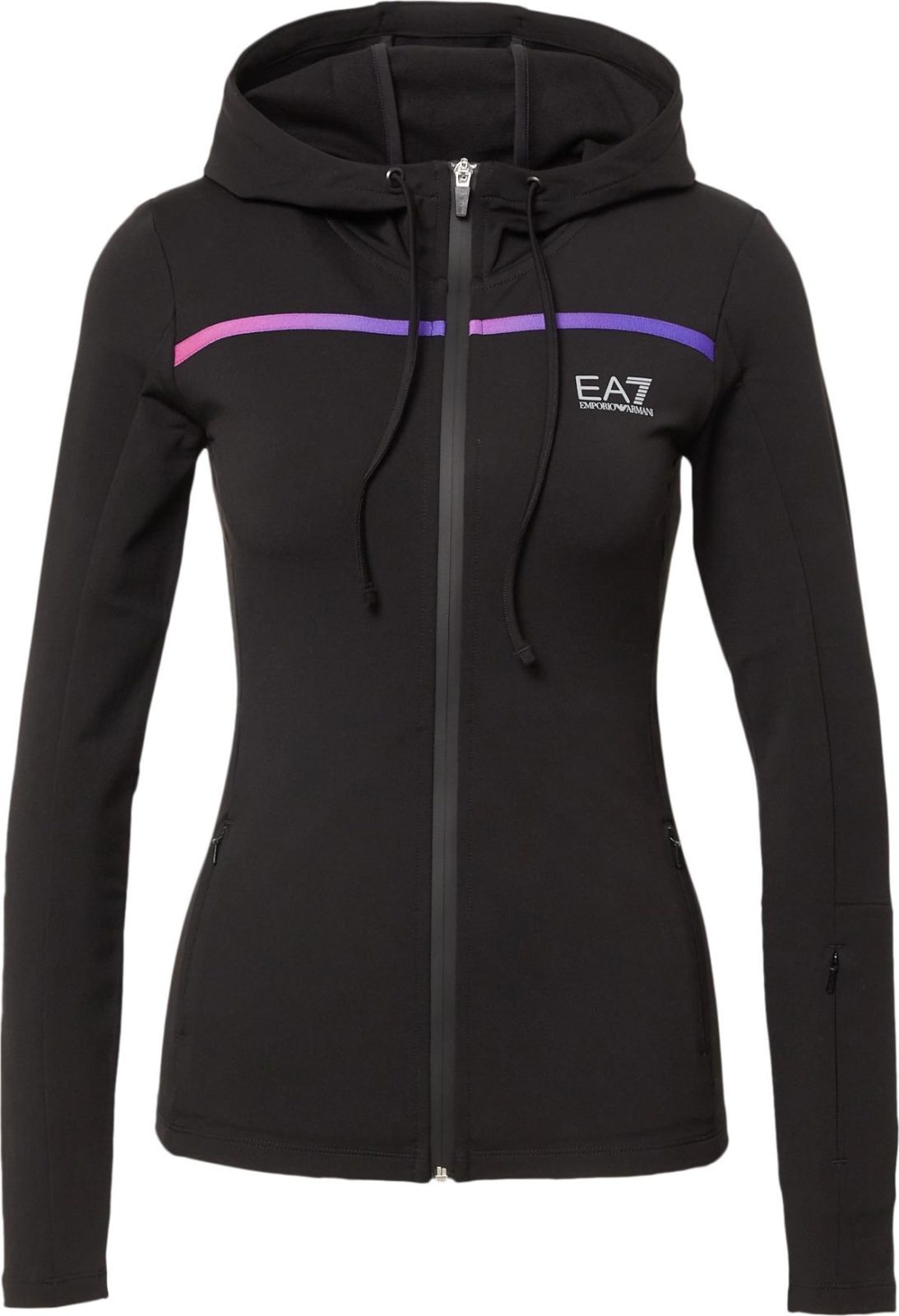 EA7 Emporio Armani Sportovní mikina fialová / černá / bílá