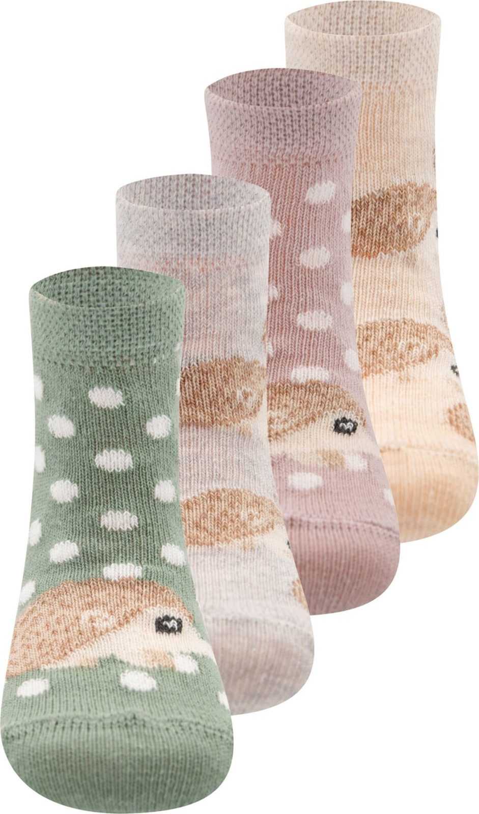EWERS Ponožky tělová / světle béžová / pastelově zelená / starorůžová