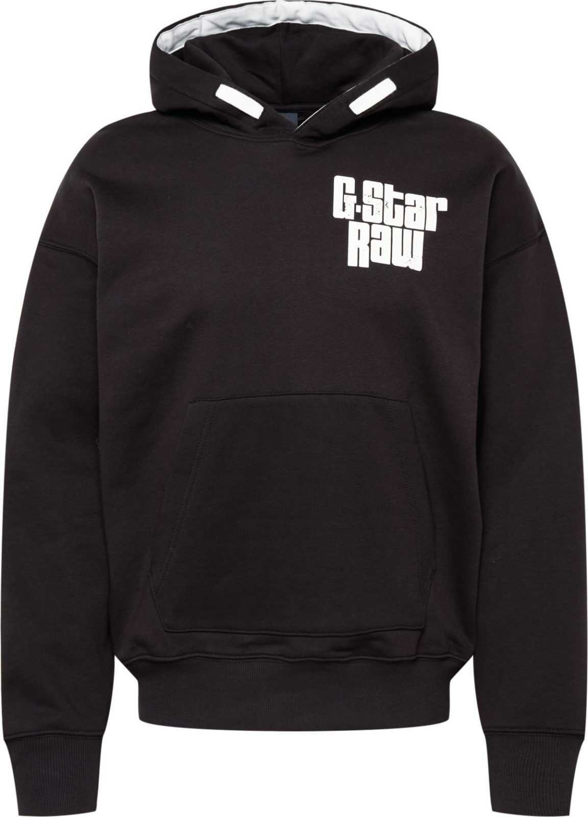 G-Star RAW Mikina černá / bílá