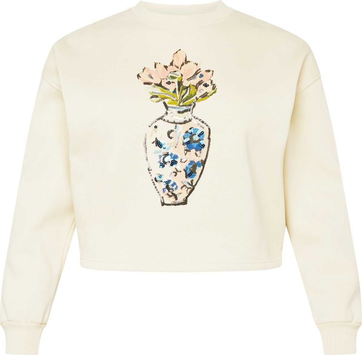 Guido Maria Kretschmer Curvy Collection Mikina 'Noelle' modrá / růžová / stříbrná / offwhite