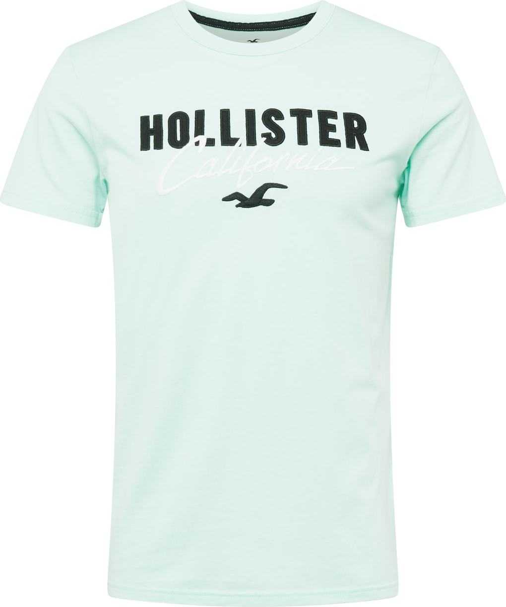 HOLLISTER Tričko mátová / černá / bílá