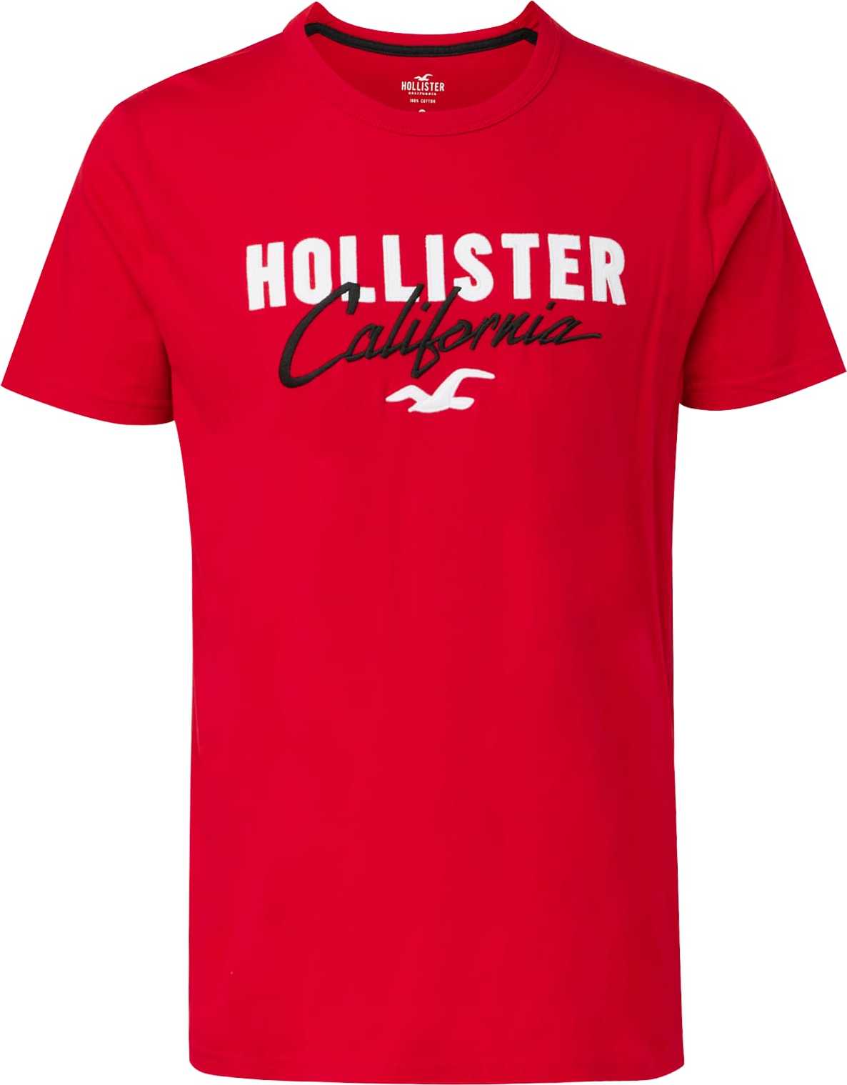 HOLLISTER Tričko ohnivá červená / černá / bílá