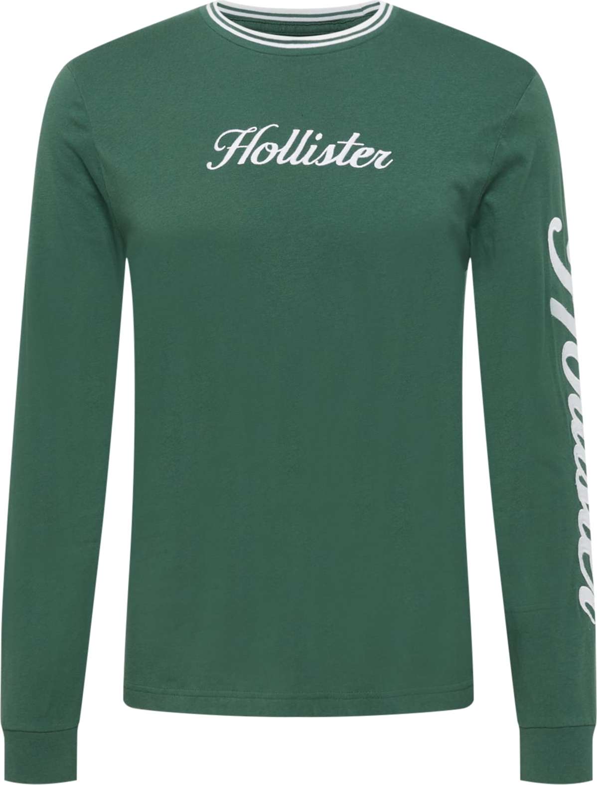 HOLLISTER Tričko smaragdová / bílá
