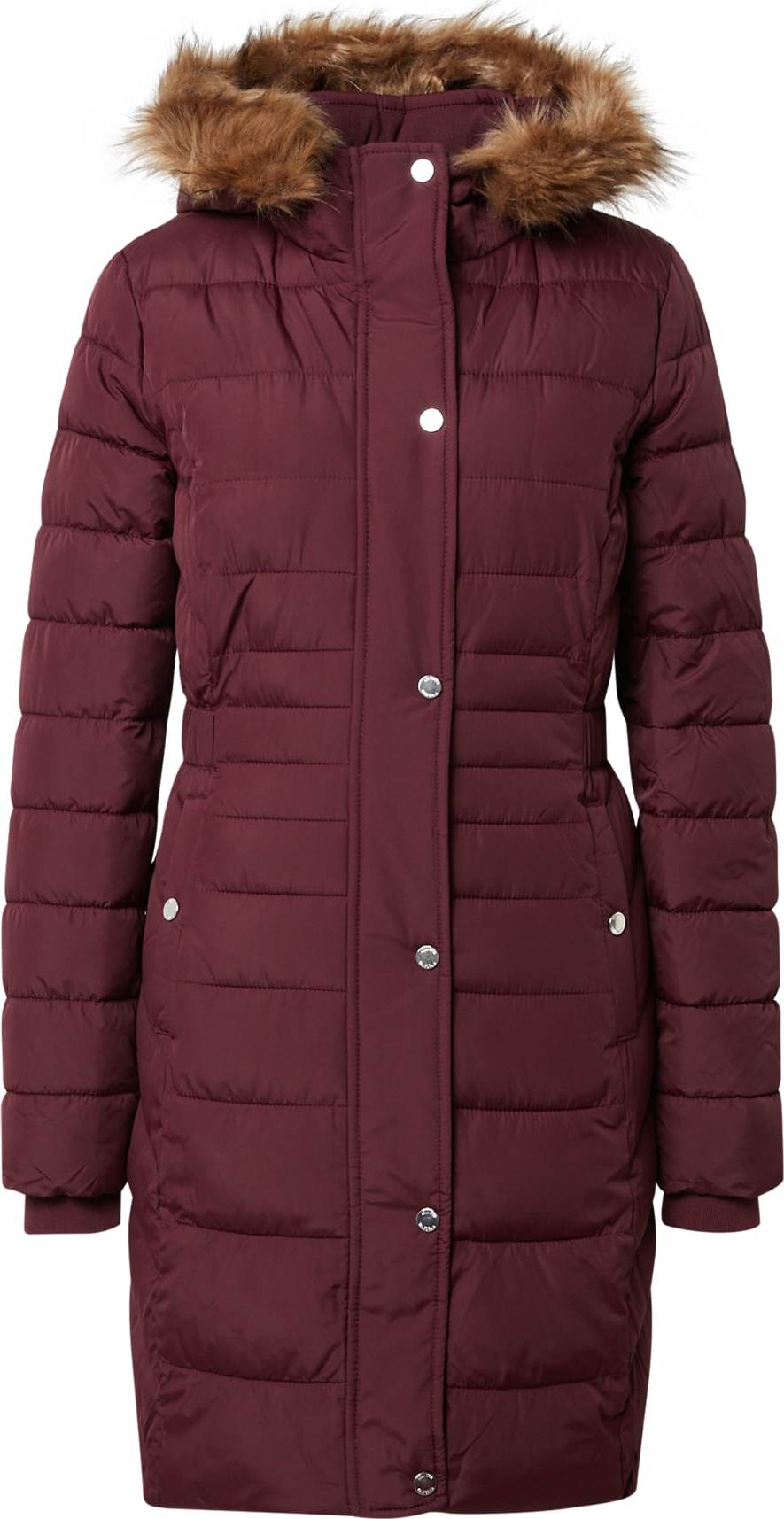 HOLLISTER Zimní kabát světle hnědá / rubínově červená