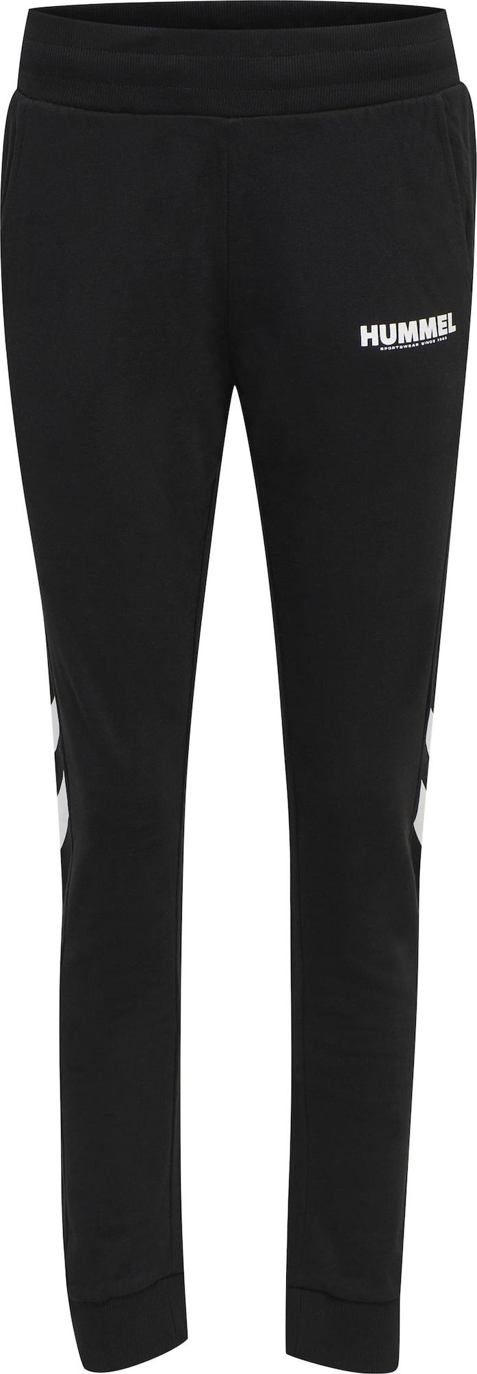 Hummel Sportovní kalhoty černá / bílá