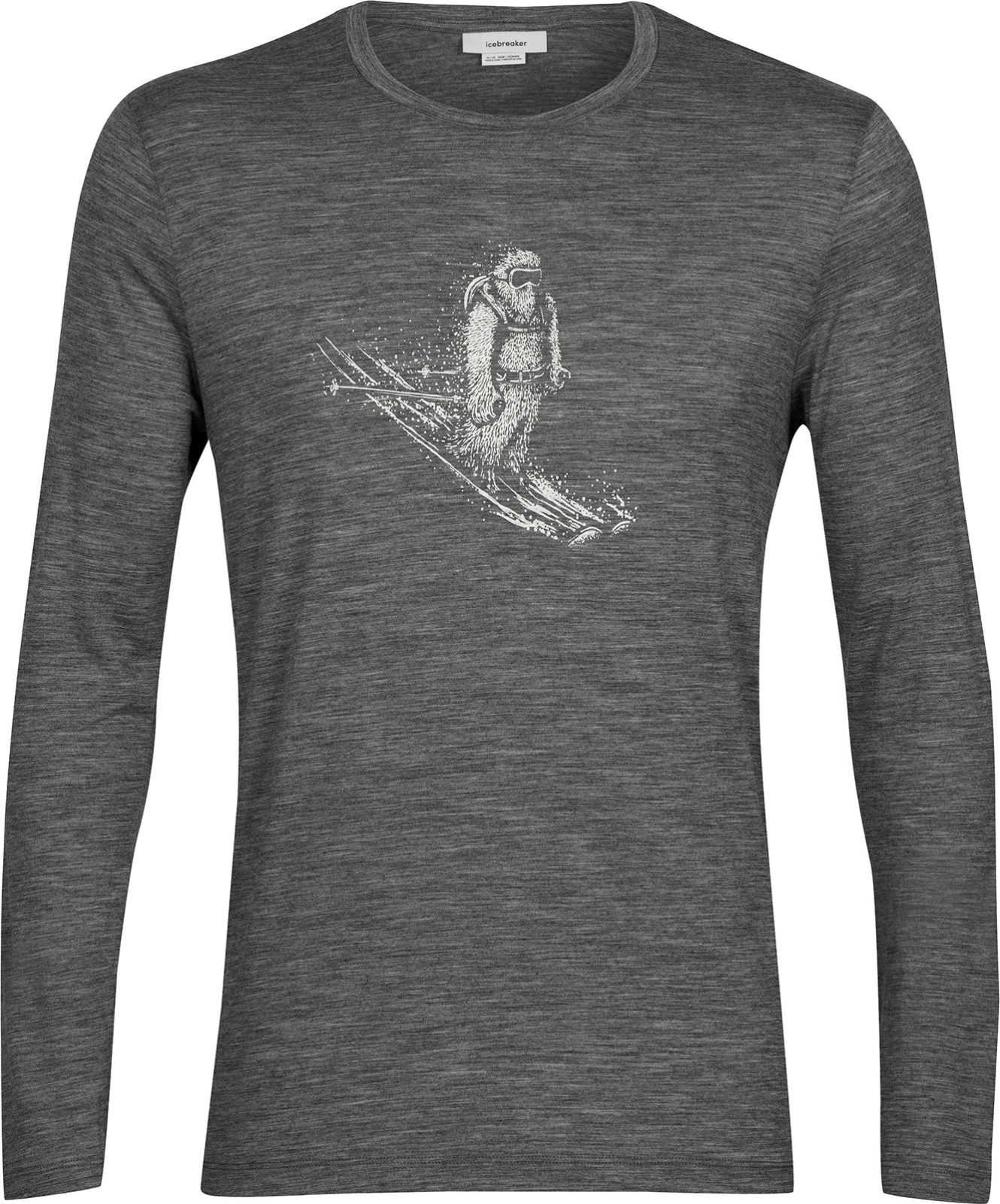 ICEBREAKER Funkční tričko 'Tech Lite II Skiing Yeti' šedý melír / bílá