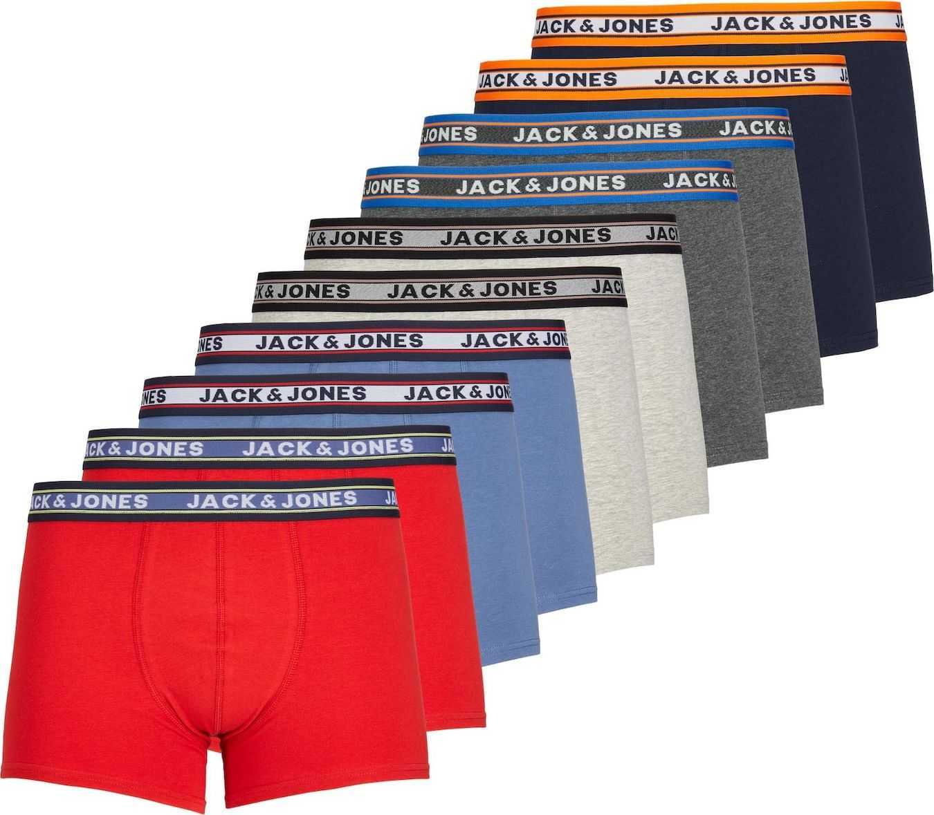 JACK & JONES Boxerky 'Haadi' námořnická modř / šedá / červená / bílá