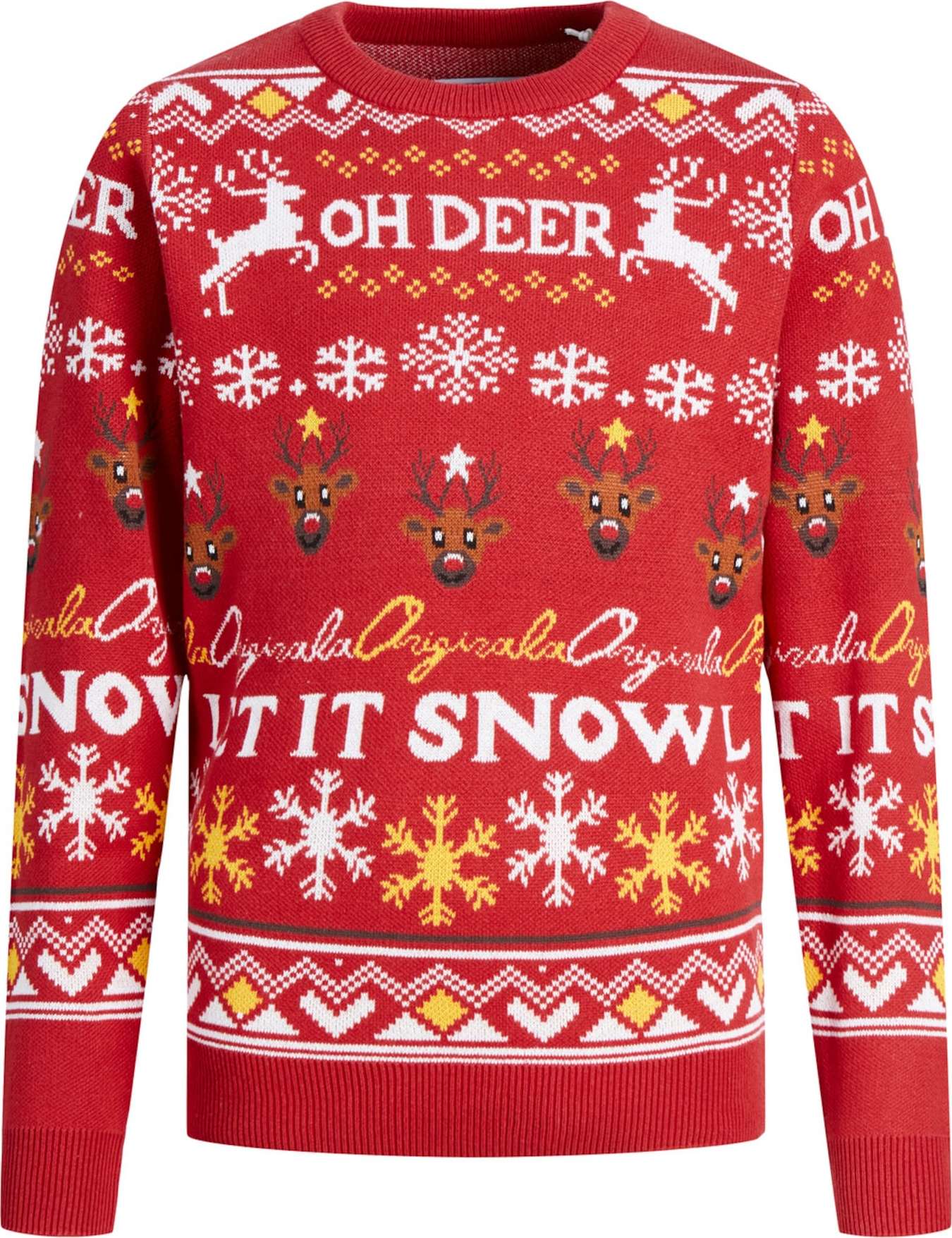 Jack & Jones Junior Svetr 'Hoho' hnědá / žlutá / červená / bílá