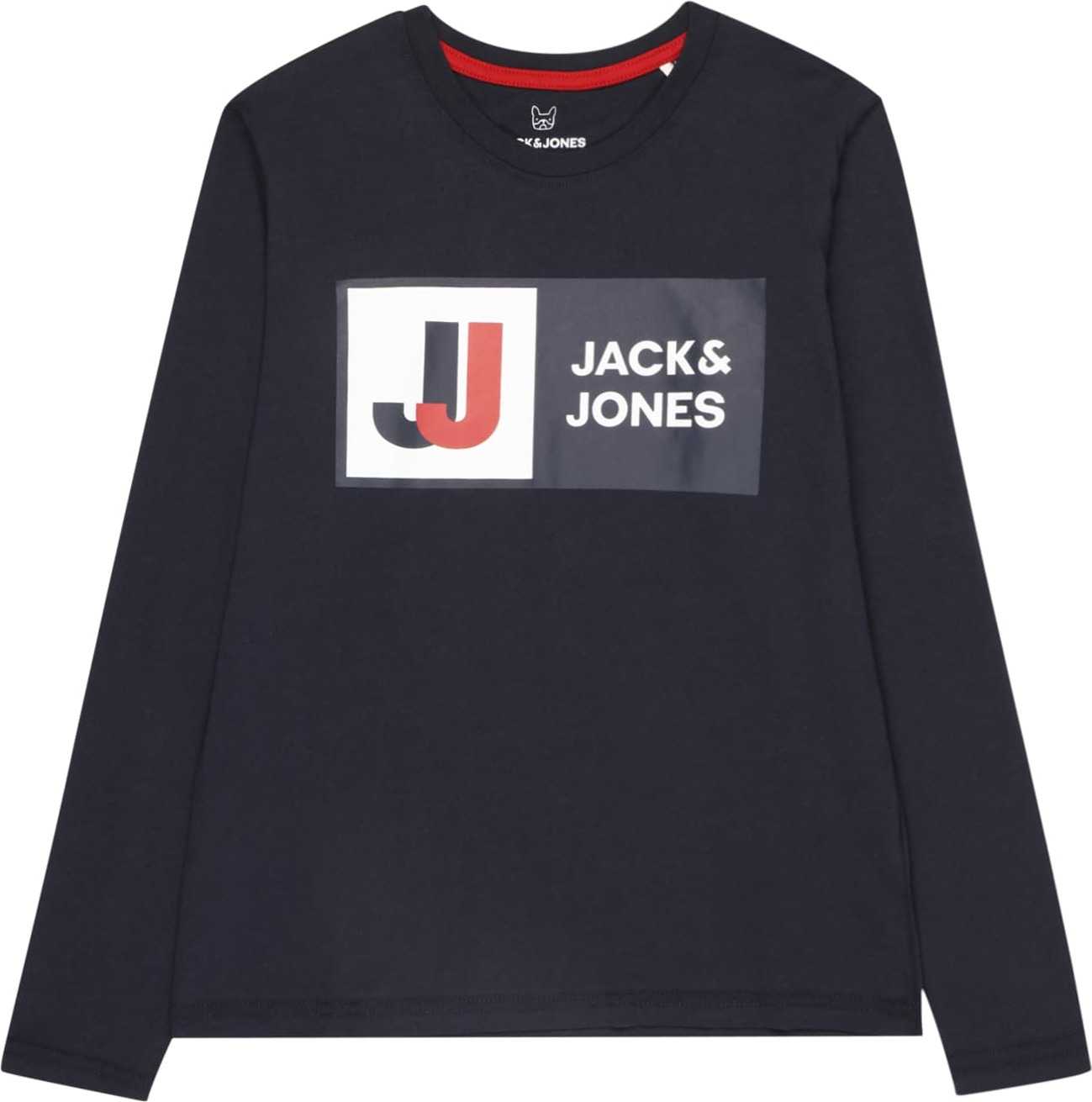 Jack & Jones Junior Tričko 'LOGAN' námořnická modř / tmavě oranžová / bílá