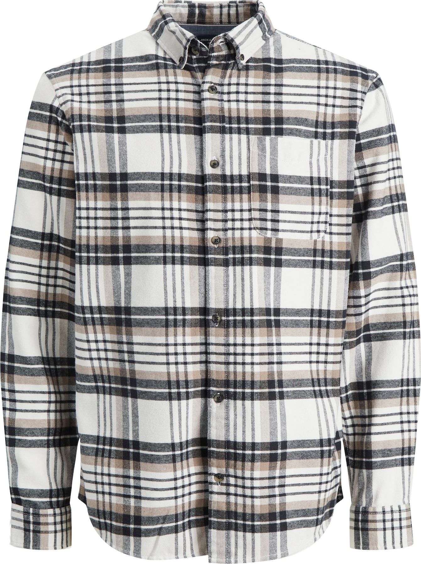 JACK & JONES Košile 'Walter' světle hnědá / černá / bílá