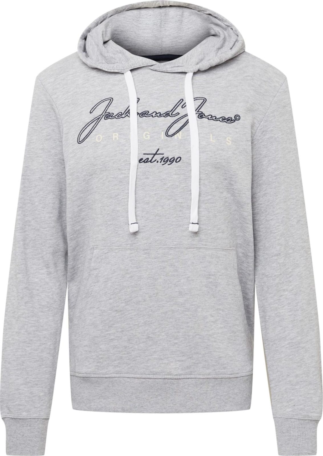 JACK & JONES Mikina 'BLOOMER' noční modrá / světle šedá / bílá