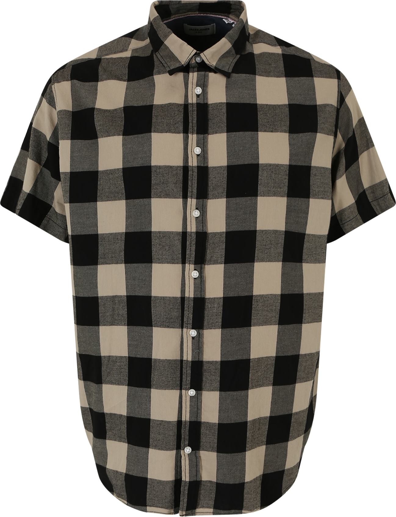 Jack & Jones Plus Košile 'GINGHAM' tmavě béžová / černá