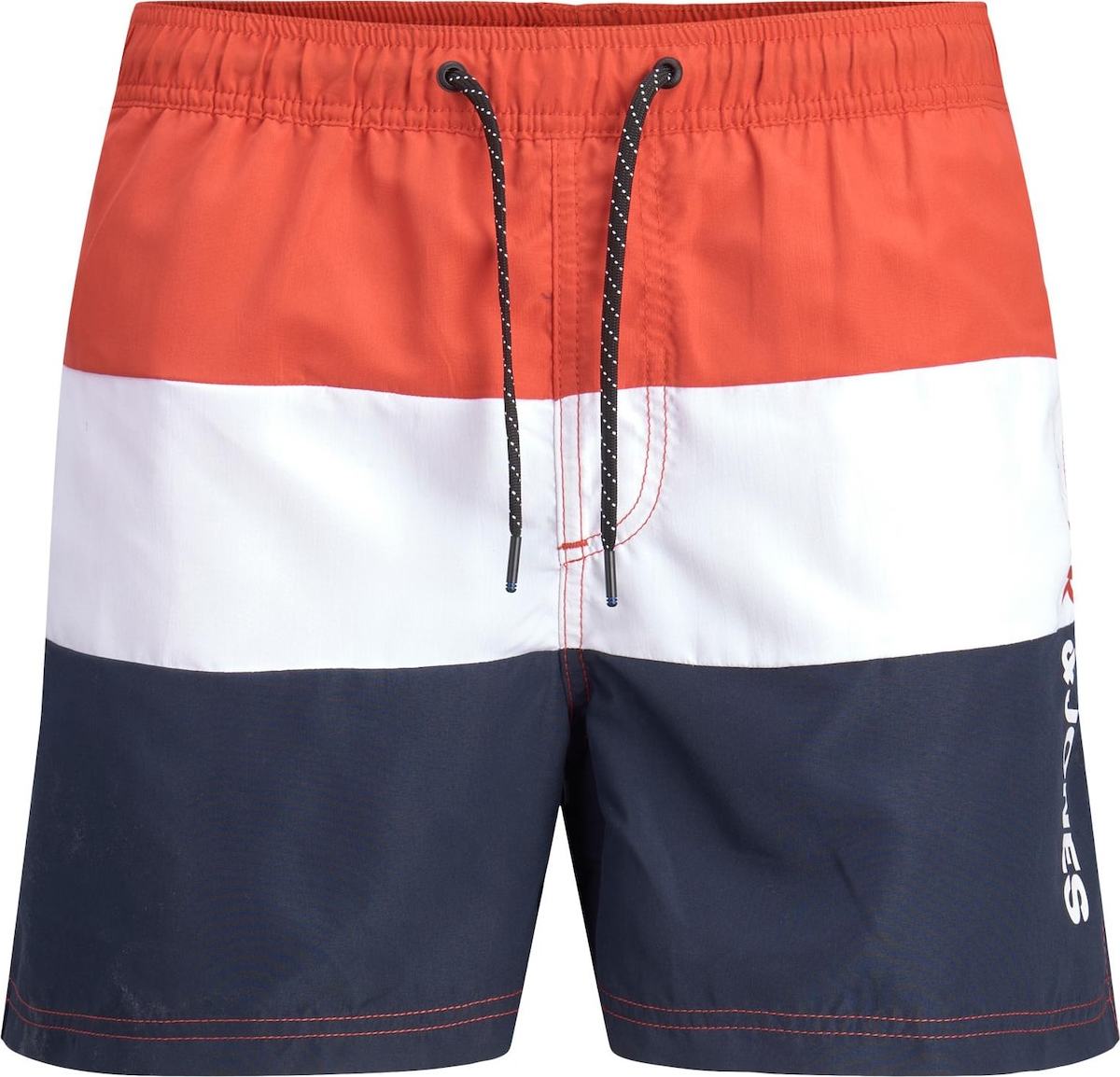 Jack & Jones Plus Plavecké šortky 'Crete' marine modrá / korálová / bílá