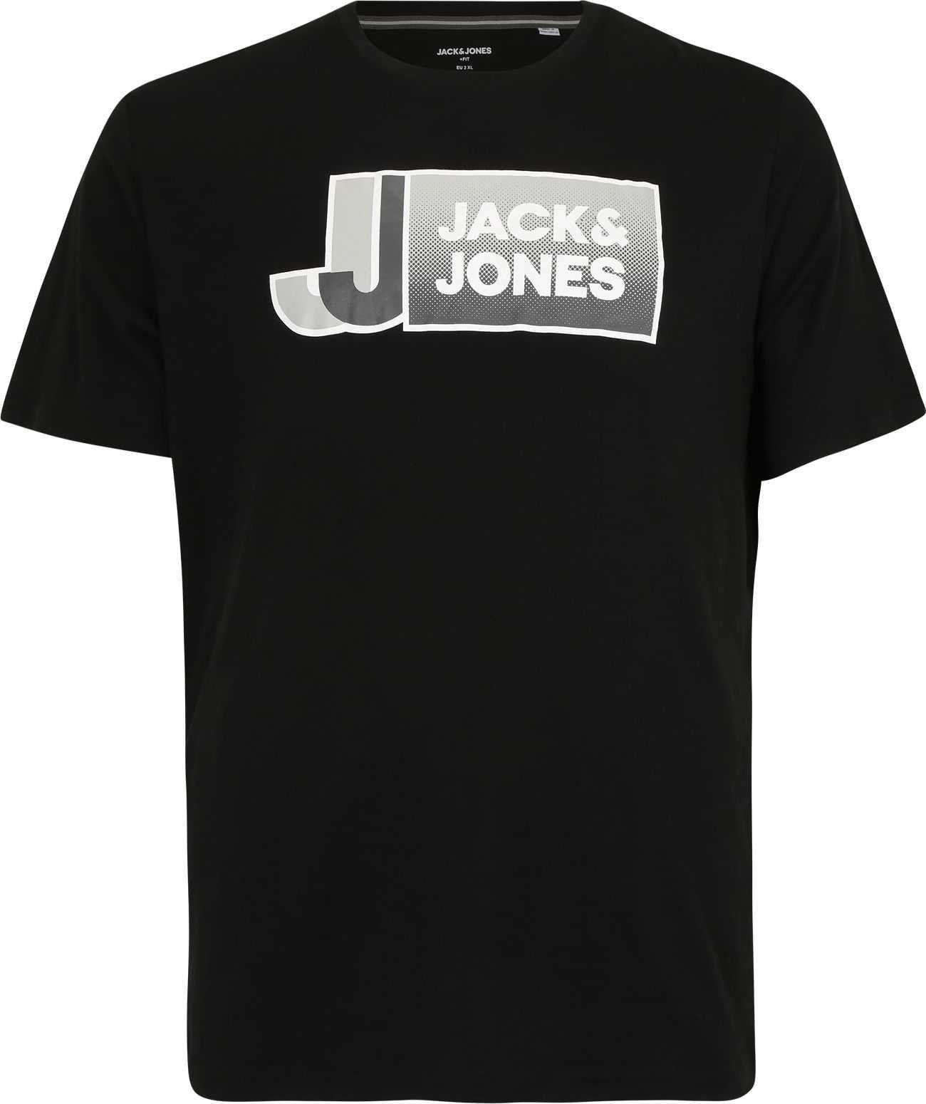 Jack & Jones Plus Tričko šedá / černá / bílá