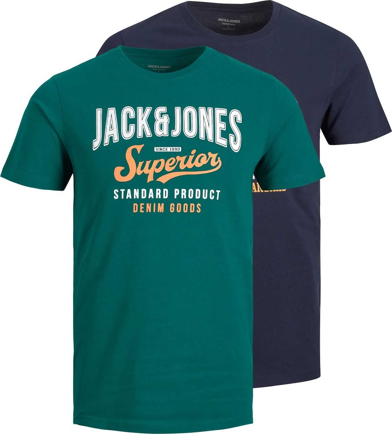 JACK & JONES Tričko marine modrá / zlatě žlutá / tmavě zelená / bílá