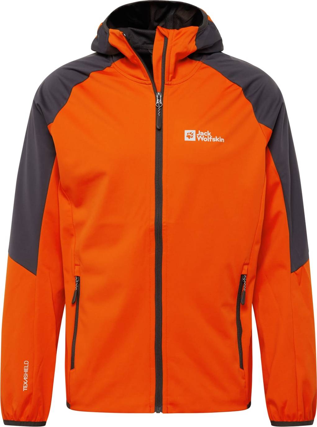 JACK WOLFSKIN Outdoorová bunda 'Feldberg' antracitová / oranžově červená / bílá