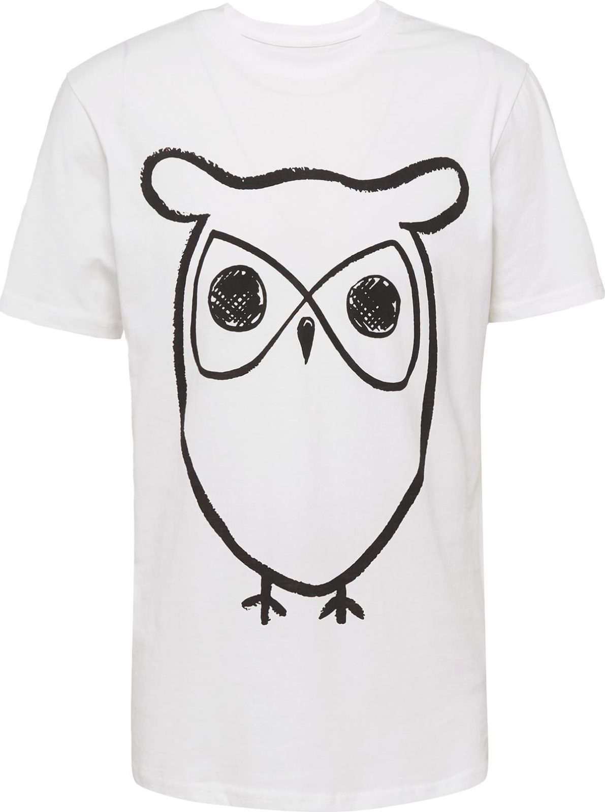 KnowledgeCotton Apparel Tričko 'Big Owl' černá / bílá