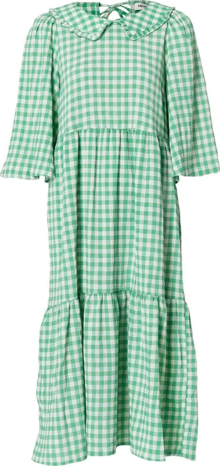 Lollys Laundry Košilové šaty 'Sonya' zelená / bílá