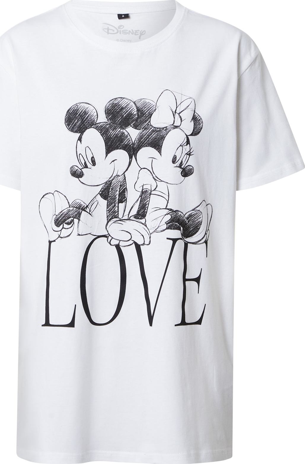 Merchcode Tričko 'Minnie Loves Mickey' černá / bílá