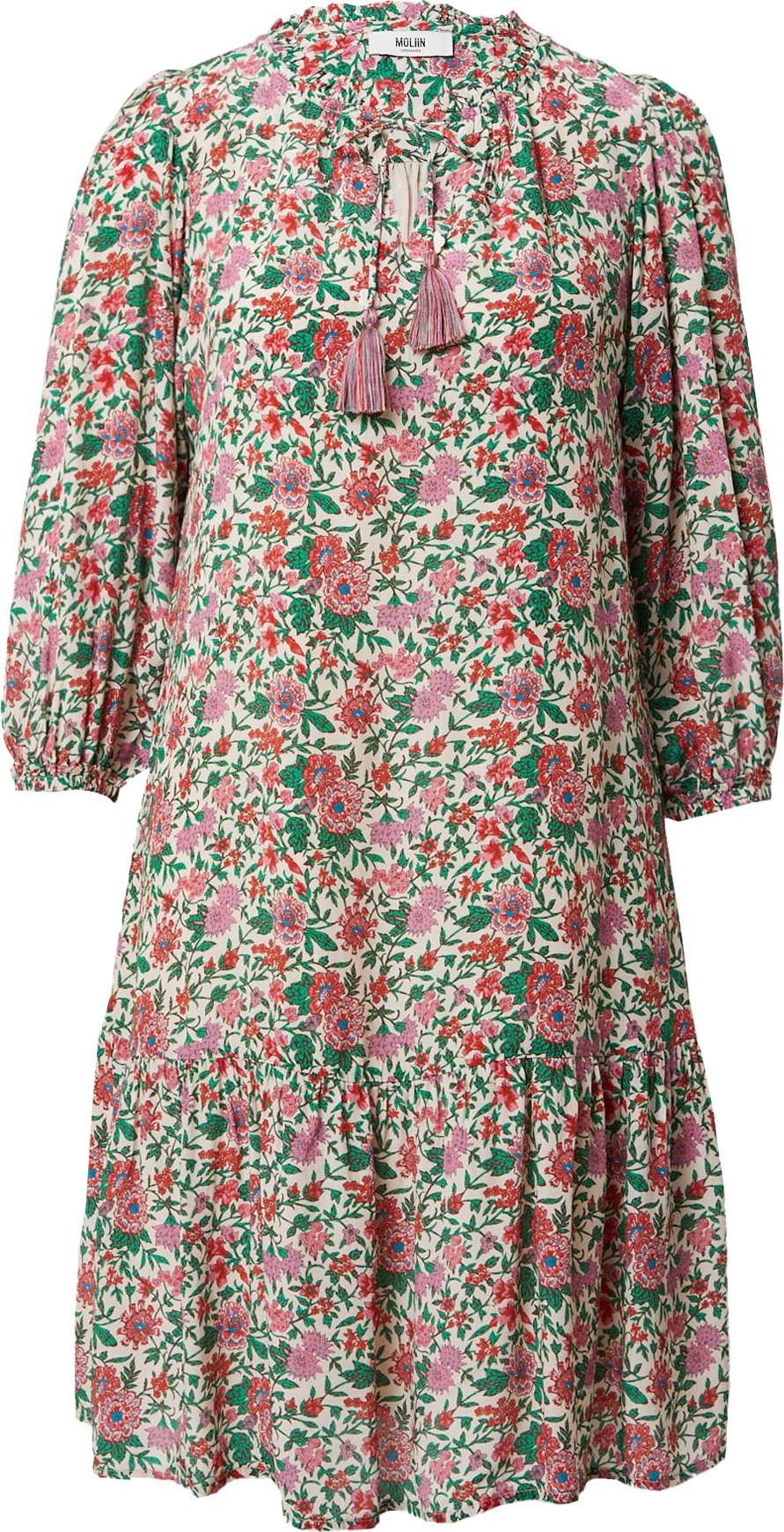 Moliin Copenhagen Šaty 'Rita' krémová / zelená / pitaya / světle růžová