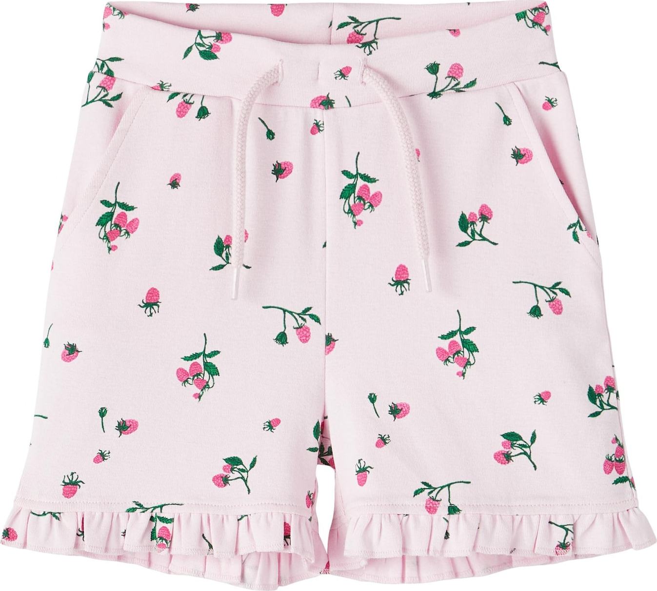NAME IT Kalhoty 'JESSIE' tmavě zelená / pink / růžová