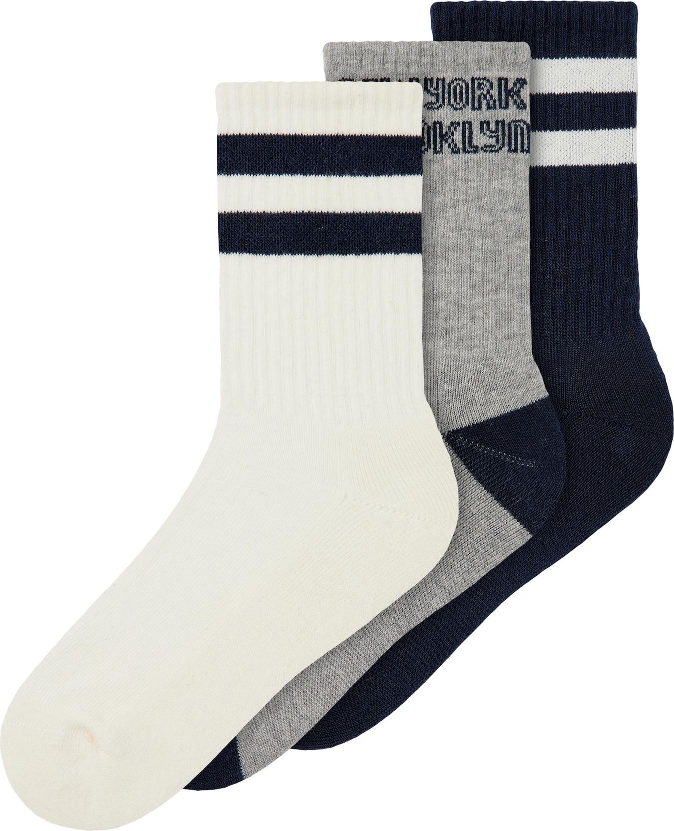 NAME IT Ponožky 'KEAN' safírová / šedý melír / bílá