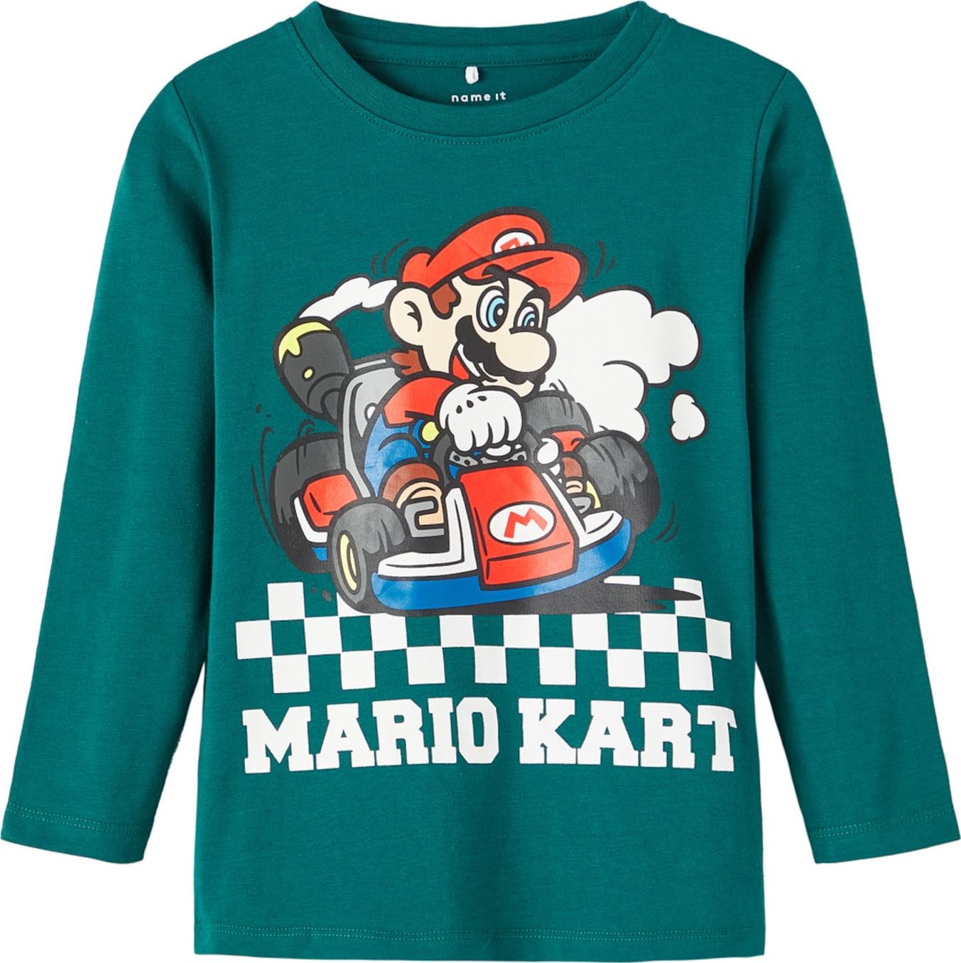 NAME IT Tričko 'Mario Kart' zelená / červená / bílá