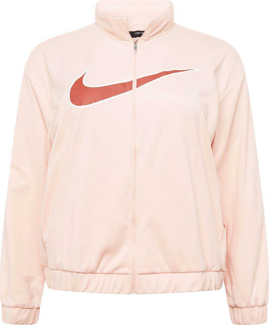 NIKE Funkční fleecová mikina broskvová / rezavě červená / bílá