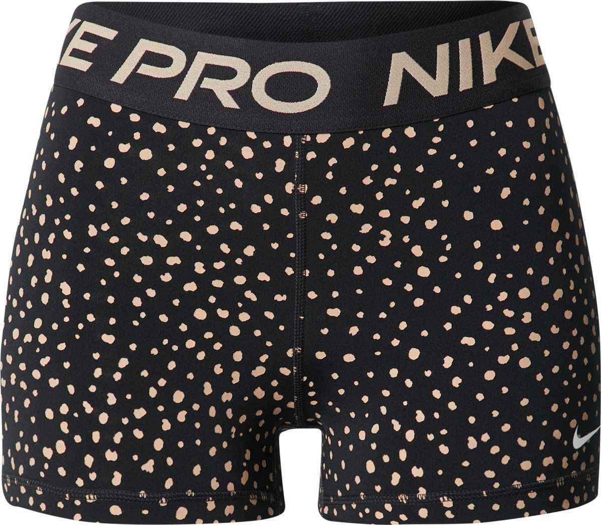 NIKE Sportovní kalhoty béžová / černá / bílá