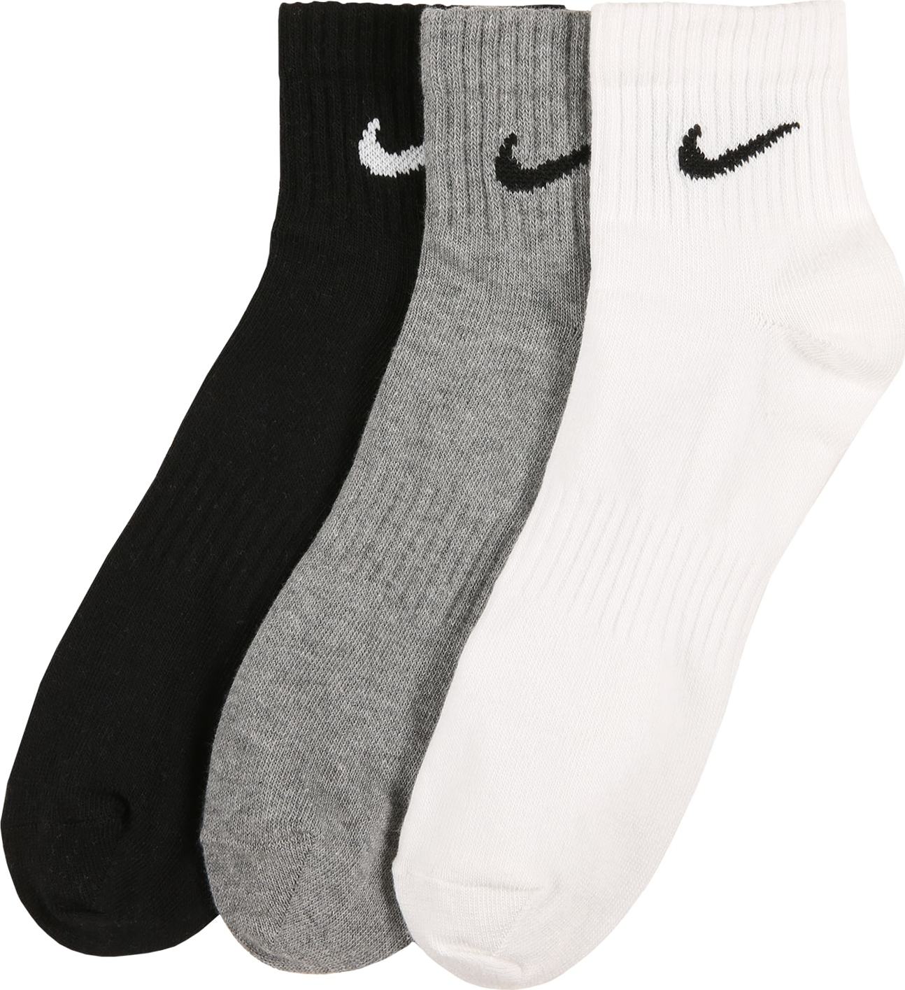 NIKE Sportovní ponožky šedý melír / černá / bílá