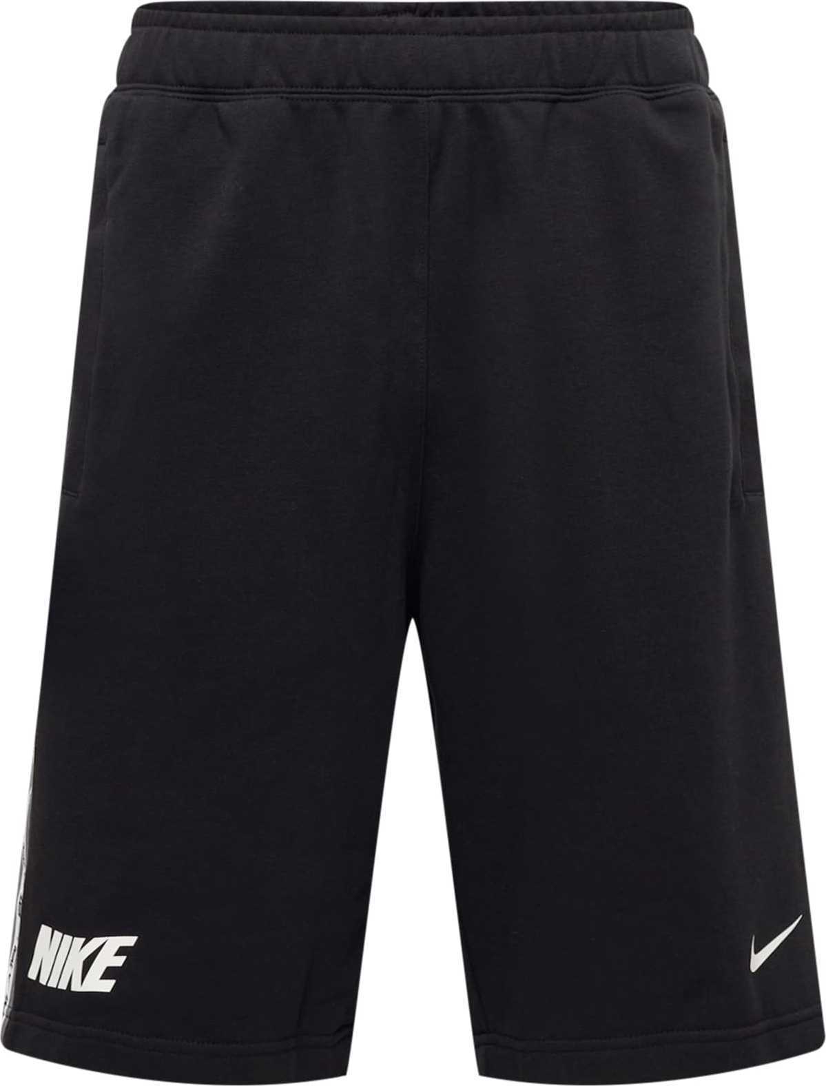 Nike Sportswear Kalhoty 'REPEAT' černá / bílá