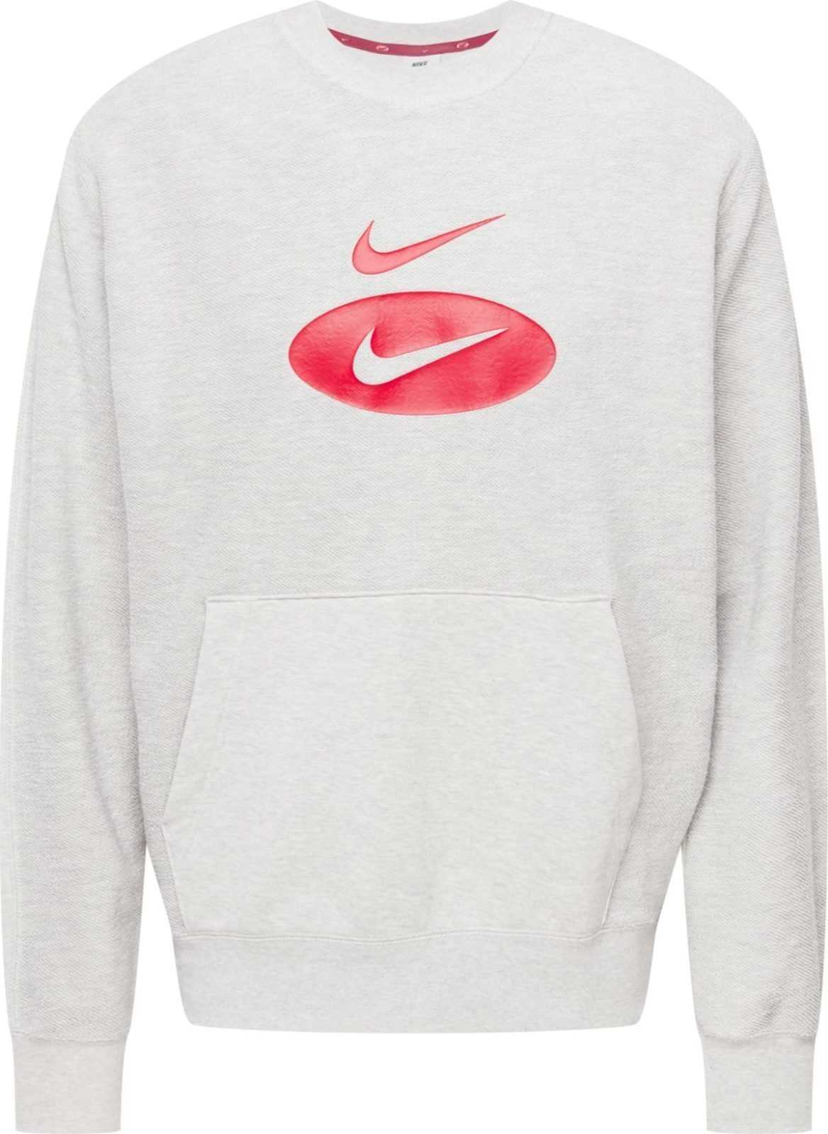 Nike Sportswear Mikina šedý melír / červená