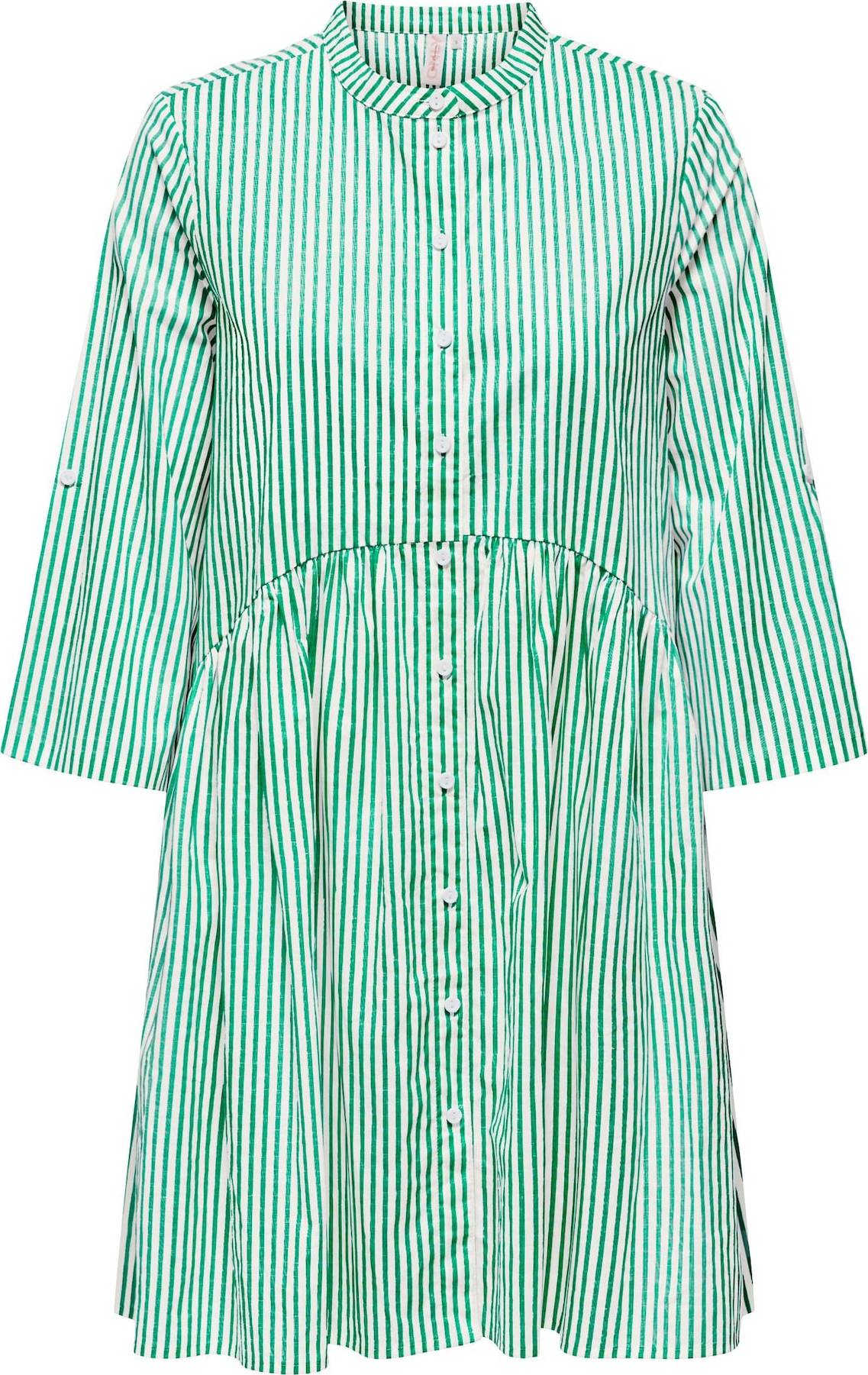 ONLY Košilové šaty 'FIE' trávově zelená / bílá