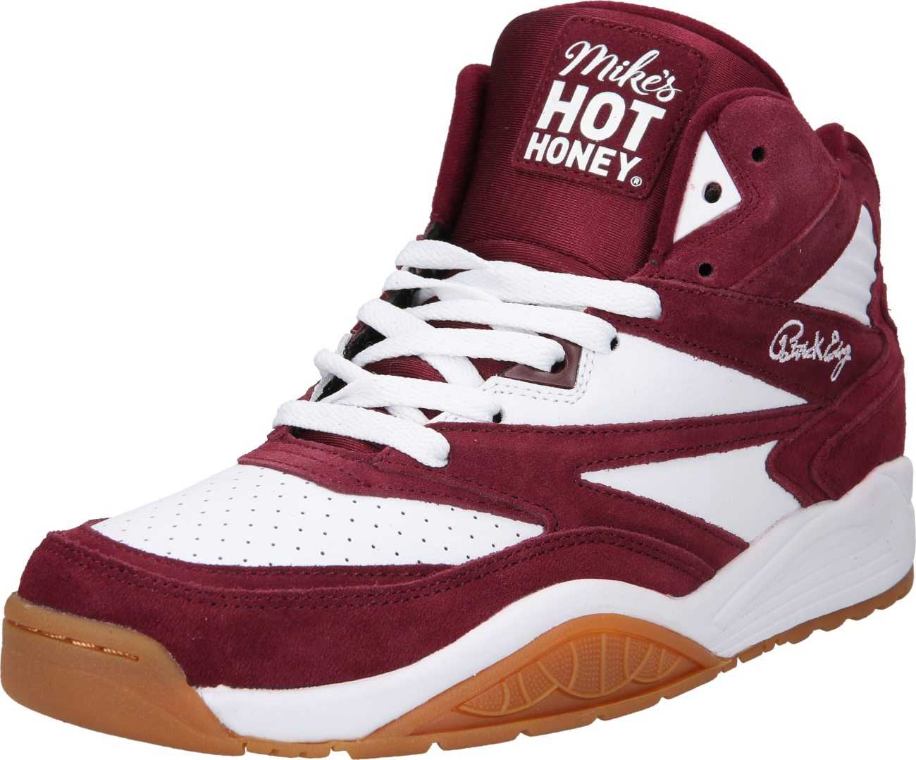 Patrick Ewing Kotníkové tenisky 'SPORT LITE X MIKES HOT HONEY' burgundská červeň / bílá