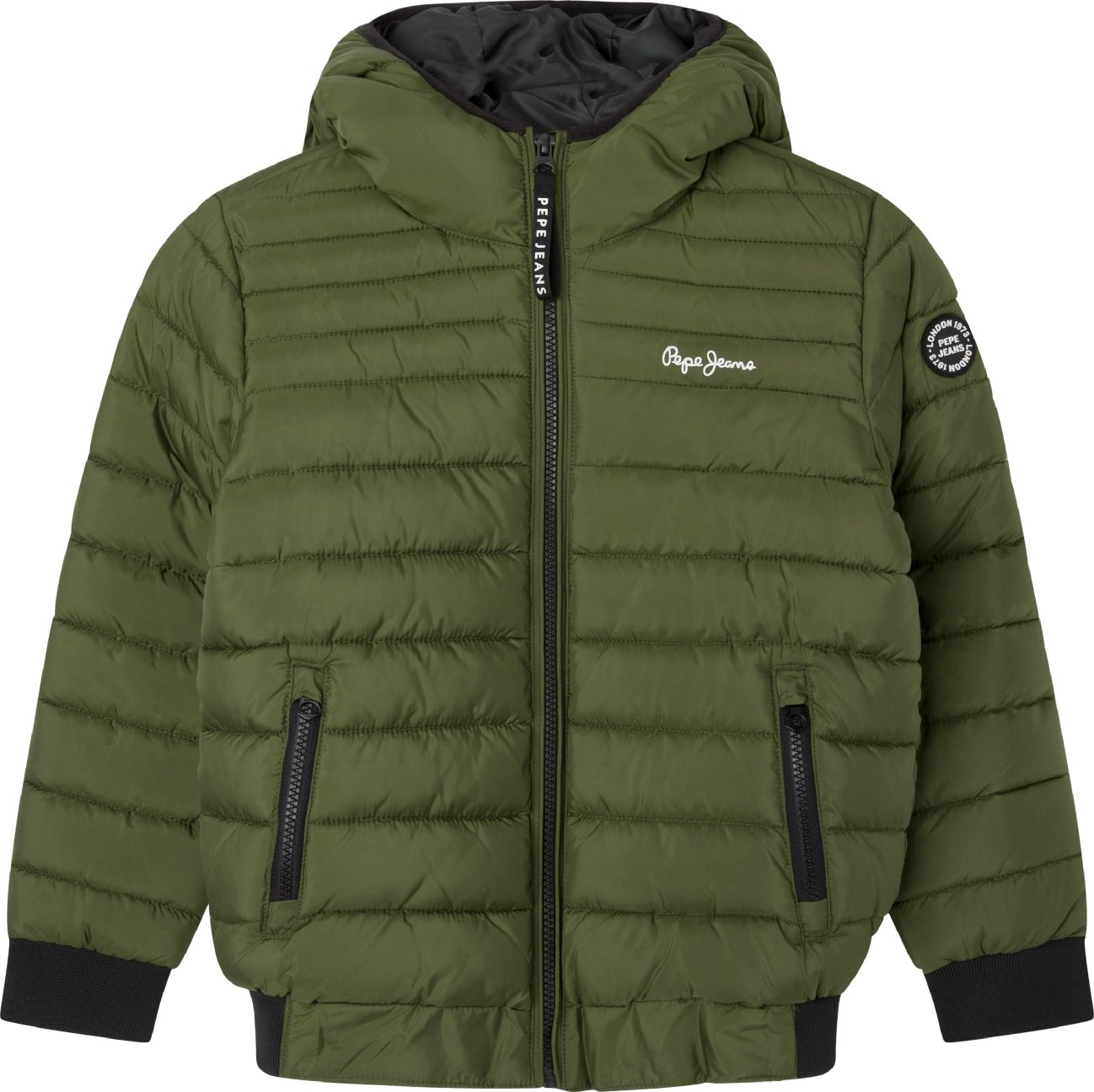 Pepe Jeans Přechodná bunda 'GREYSTOKE' tmavě zelená / bílá