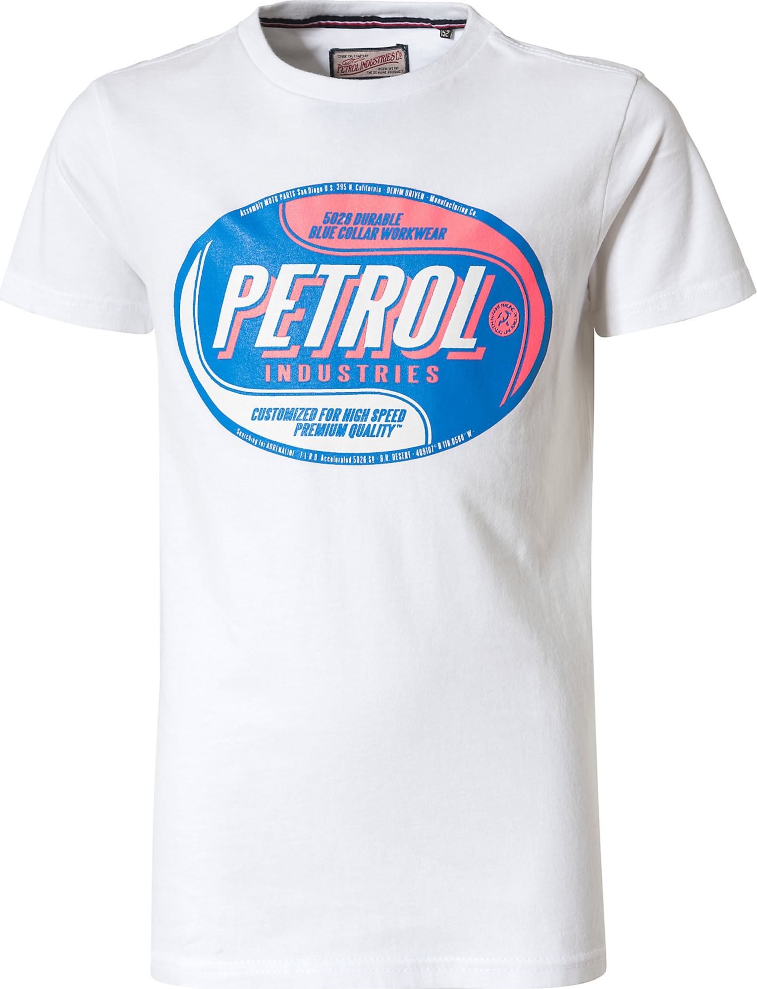 Petrol Industries Tričko modrá / lososová / offwhite